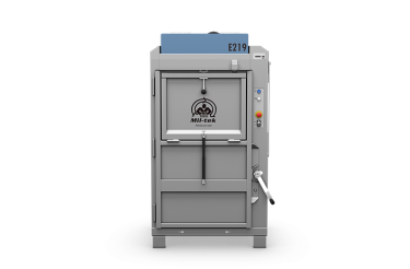 grey small baler on white background