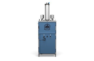 blue recycling baler on white background