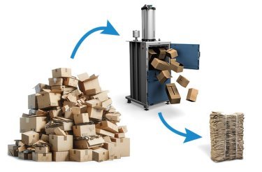 Baler, available for a free trial, turn cardboard mountain into cardboard bale